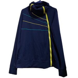 VENUS WOMEN’s Multicolor Longline Zip Front Striped Moto Fleece Jacket Size M